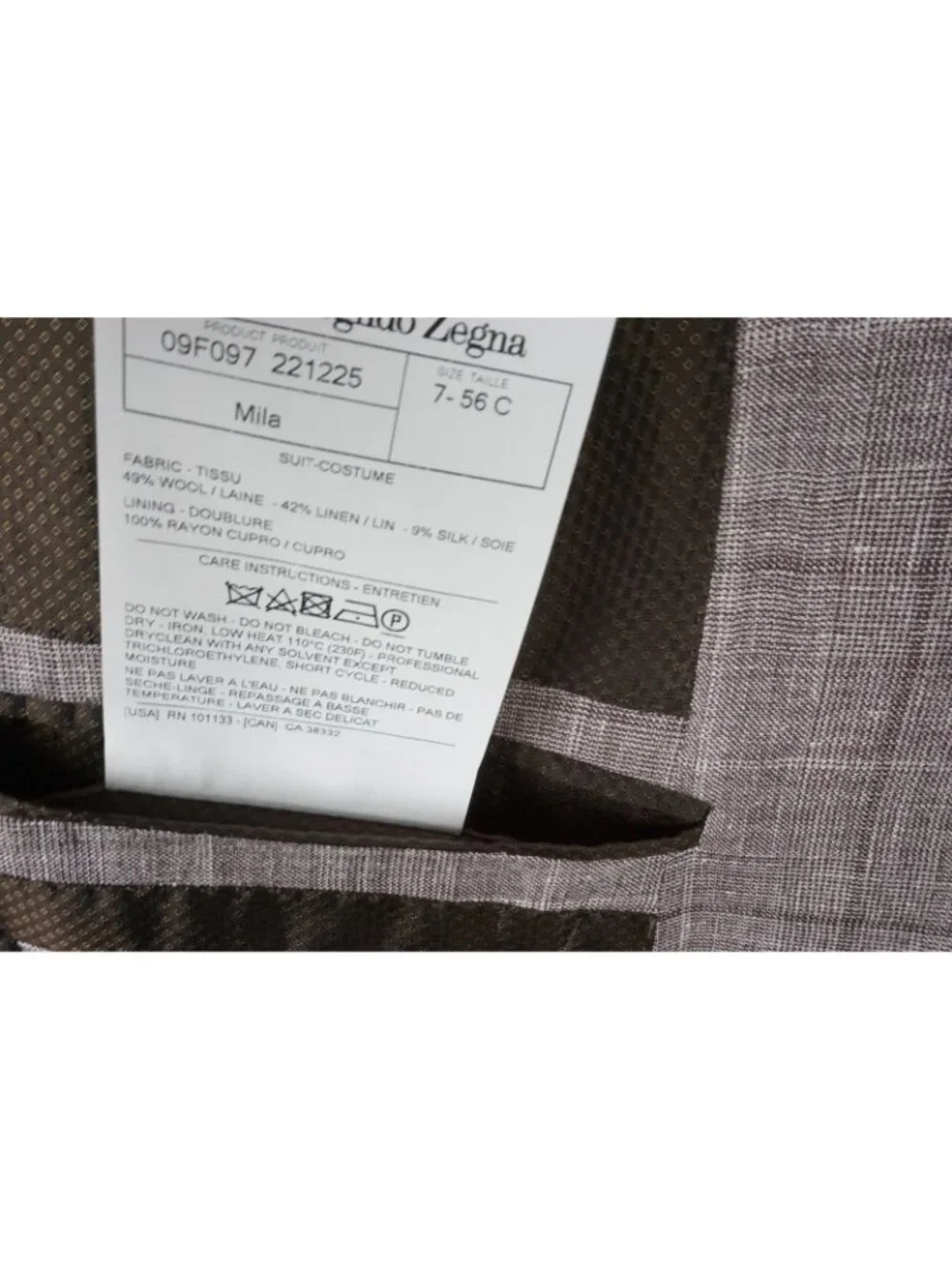 Ermenegildo Zegna Crossover Milano CURRENT Gray Plaid Linen Blend Sport Coat 46S